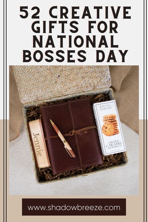 Celebrate your boss on national bosses day with fun and unique gifts that show the appreciaiton they deserve. If you have a great boss, it's time to show them the love they deserve. View creative bosses gifts today. #Shadowbreeze #NationalBossesday #giftsforboss #bossgiftideas #giftsideasforboss #nationalbossesdayideas