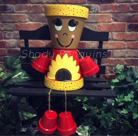 12 Flower Pot People with Sunflowers/ flower pot/ indoor | Etsy Pot Person, Flower Pot Ideas, Flower Pot Indoor, Handmade Flower Pots, Terra Cotta Pot Crafts Diy, Clay Pot Projects, Flower Pot People, Terra Cotta Clay Pots, Clay Pot People