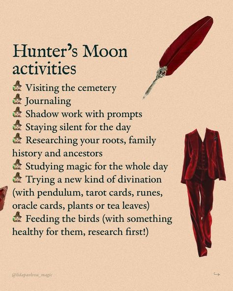 Astrologically, we are all having the same Full Moon all over the globe. But in terms of seasonal magic, it’s very different: here, in Serbia, I’m having spring, but some of my audience are experiencing autumn — if they live in the Southern Hemisphere. Seasonal magic is the art of feeling your land’s seasons, one Moon month after another — and doing your craft accordingly🌙 The names, such as Hunter’s Moon for this particular Full Moon, can be optional and change from one tradition to anoth...