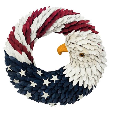 Eagle Wreath, Wood Feather, Outdoor Lighting Patio, Wreath Stand, Patriotic Wreaths, Patriotic Eagle, Farmhouse Outdoor Decor, Floor Candle Holders, Floor Candle