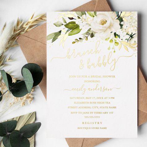 Floral Brunch, Bridal Shower Brunch Invitations, Brunch And Bubbly, Champagne Brunch, Bridal Brunch Invitations, Bridal Shower Flowers, Gold Bridal Showers, Bridal Shower Tea, Brunch Invitations