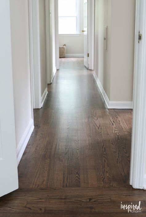 Dark Walnut Floors, Oak Floor Stains, Staining Wood Floors, Dark Oak Flooring, Wood Floor Stain Colors, Floor Stain Colors, Walnut Wood Floors, Walnut Hardwood Flooring, Refinished Hardwood Floors