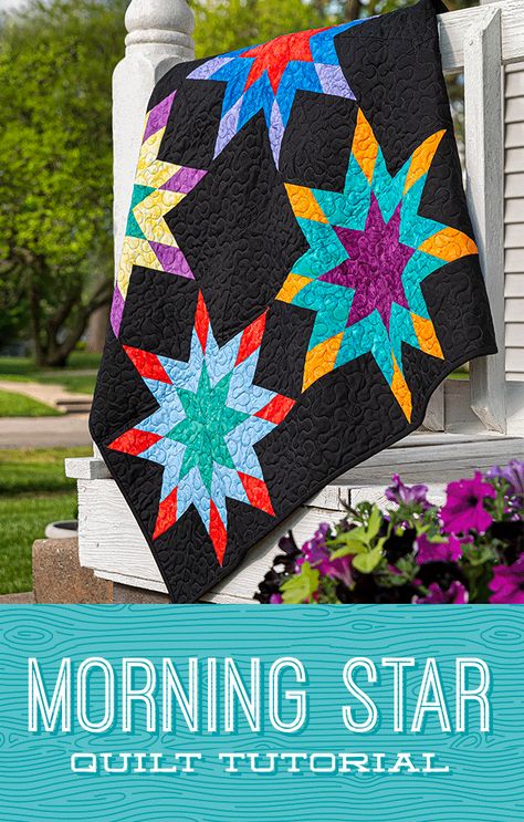 Those tricky y-seams and tiny bias-cut diamonds have made traditional Morning Star quilts a challenge, but thanks to the latest tutorial from Jenny Doan, the Morning Star quilt has never been easier! Follow the link to watch the FREE quilting tutorial now! #MissouriStarQuiltCo #Quilts #Quilting #QuiltBlocks #QuiltPatterns #MorningStarQuilt #BeginnerQuiltPatterns #SimpleSewingProjects #StarsAesthetic #StarQuilts #BeginnerQuiltingProjects Morning Star Quilt, Star Quilt Tutorial, Missouri Star Quilt Company Tutorials, Missouri Star Quilt Tutorials, Beginner Quilting Projects, The Morning Star, Free Quilt Tutorials, Missouri Quilt, Lone Star Quilt