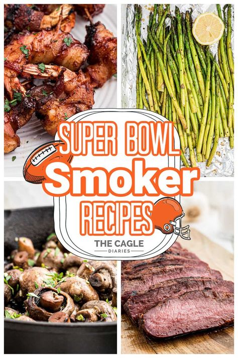 Super Bowl Smoker Recipes that are perfect for that awesome once per year football day. Some great smoker recipe ideas so you can let them cook low and slow while you watch the football game. Southern Dinner, Southern Breakfast, Bbq Side Dishes, Hot Appetizers, Football Party Food, Smoked Cooking, Summer Grilling Recipes, Cold Appetizers, Smoker Recipes