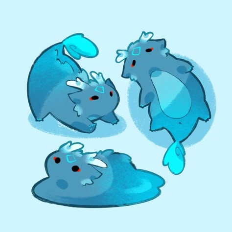 Anime Sea Creatures, Water Dragon Concept Art, Sea Creature Oc, Water Concept, Pokémon Ideas, Tea Dragon, Mythical Creatures Drawings, Chibi Dragon, Cute Fantasy Creatures