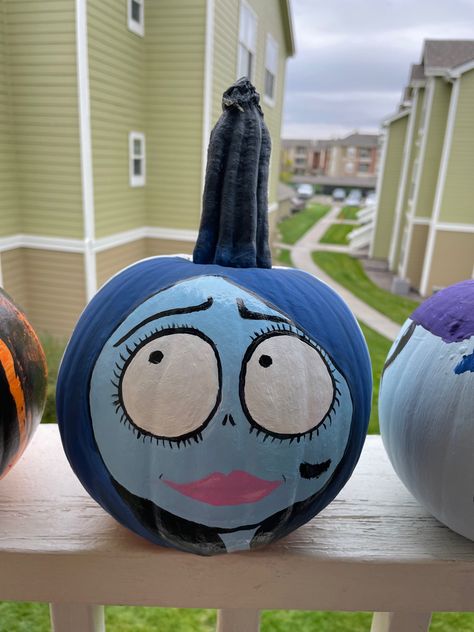 #pumpkinpainting #painting #fallactivitiesforkids #pumpkin Cool Ways To Paint A Pumpkin, Emily Pumpkin Painting, Halloween Pumking Painting, Emily Corpse Bride Pumpkin Painting, Corpse Bride Painted Pumpkin, Halloween Punkin Painting Ideas, Pumpkin Painting Corpse Bride, Pumpkin Painting Ideas Sally, Caroline Pumpkin Painting