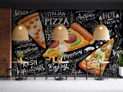 Excited to share the latest addition to my #etsy shop: Pizza Restaurant Wallpaper, Pizza Fast Food Pattern Peel and Stick Wallpaper Removable Wall Prints, Customizable Fast Food Cafe Mural https://etsy.me/42NeWFz Pizza Wall Art Restaurant, Artwork For Restaurants Wall Art, Italian Pizzeria Decor, Pizza Mural Restaurant, Italian Restaurant Wall Decor, Restaurant Wallpaper Design, Pizza Mural, Wall Graphics Restaurant, Wallpaper Pizza