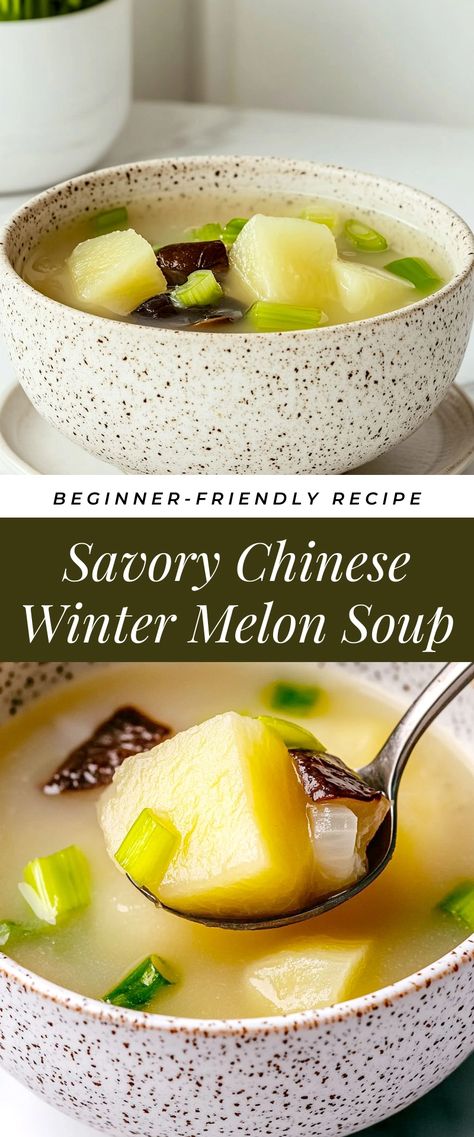 Image for Savory Chinese Winter Melon Soup Healthy Chinese Soup, Winter Melon Soup Chinese, Easy Chinese Soup, Chinese Soup Recipes Healthy, Winter Melon Recipe, Immunity Soup, Winter Melon Soup, Melon Soup, Chinese Soup Recipes