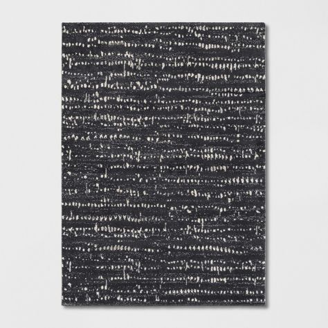 7'X10' Woven Fleck Area Rug Gray - Project 62 Black And Ivory Rug Living Room, Black Pattern Rug, Target Rugs In Living Room, Black Living Room Rug, Solid Backdrop, Nature Inspired Nursery, Ikat Rug, Dorm Rugs, Cabin Bedroom