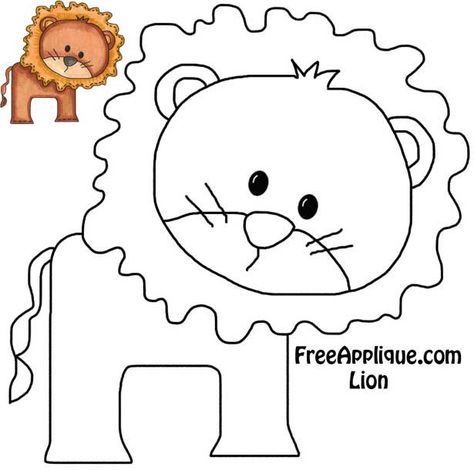 Elephant Pattern Animal Applique Patterns Free Printable, Hand Applique Patterns Free Printable, Lion Applique Pattern, Lion Quilt, Lion Applique, Giraffe Quilt, Lion Craft, Free Applique Patterns, Lion Pattern