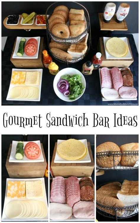 Gourmet Sandwich Bar Ideas - ideas for what to serve in your buffet like meats, cheeses, types of bread, condiments, sides and more. Sandwich Bar Ideas, Sandwich Gourmet, Party Food Bars, Party Food Bar, Roast Beef Sandwich, Sandwich Bar, Gourmet Sandwiches, Food Stations, Wu Tang Clan