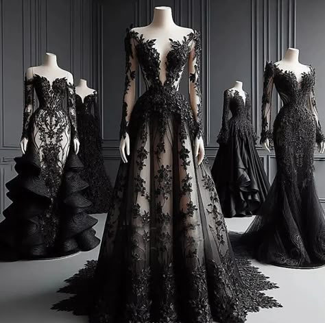 Gothic Champagne and Black Wedding Dresses Lace Appliques Bridal Long Sleeves | eBay Silver And Black Wedding Dress, Black Overlay Wedding Dress, Black Lace Wedding Dresses, Black And Cream Wedding Dress, Blood Wedding Dress, Wedding Dresses With Black Lace, White Wedding Dress With Black Lace, Goth Wedding Aesthetic, Vintage Gothic Wedding Dress