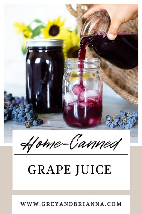 hand pouring home canned grape juice Concord Grape Juice Recipe, Concord Grape Recipes, Homemade Grape Juice, Concord Grape Juice, Grape Juice Recipe, Easy Juice Recipes, Canning Fruit, Homemade Things, Grape Jam