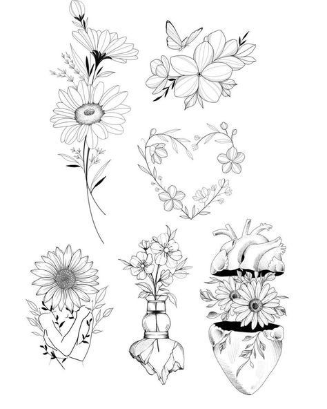 ⚜️ FLASHES ✅ Flower Tattoo Drawings, Illustration Tattoo, Line Art Tattoos, Floral Drawing, Flower Tattoo Designs, Mom Tattoos, Fine Line Tattoos, Tattoo Design Drawings, Line Tattoos