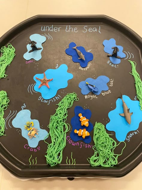 Under The Sea Tough Tray, Under The Sea Maths Activities Eyfs, Under The Sea Activity For Kids, Under The Sea Activities For Preschoolers, Under The Sea Tuff Tray Ideas Eyfs, Sea Tuff Tray Ideas, Under The Sea Tuff Tray Ideas, Sea Animal Activities For Toddlers, Transport Tuff Tray