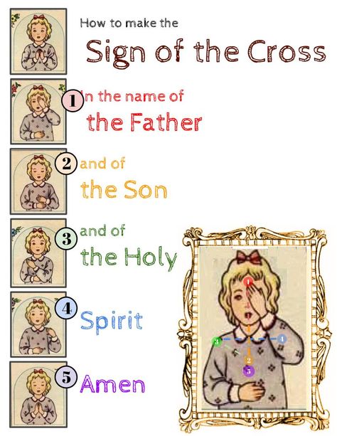 How to make the Sign of the Cross, catholic home study, printable poster The Sign Of The Cross, Rosary Prayers Catholic, Religion Activities, Childrens Prayer, Our Father Prayer, Catholic Home, Prayer Signs, Catholic Homeschool, Catholic Beliefs