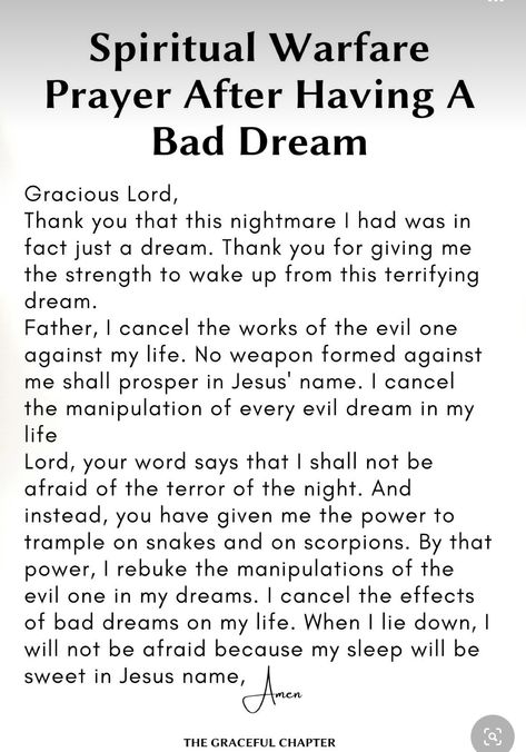 Prayer To Cancel Bad Dreams, Prayer For Nightmares, Prayer For Bad Dreams, Prayer For Guidance, Deliverance Prayers, Spiritual Warfare Prayers, Personal Prayer, Morning Prayer Quotes, Everyday Prayers