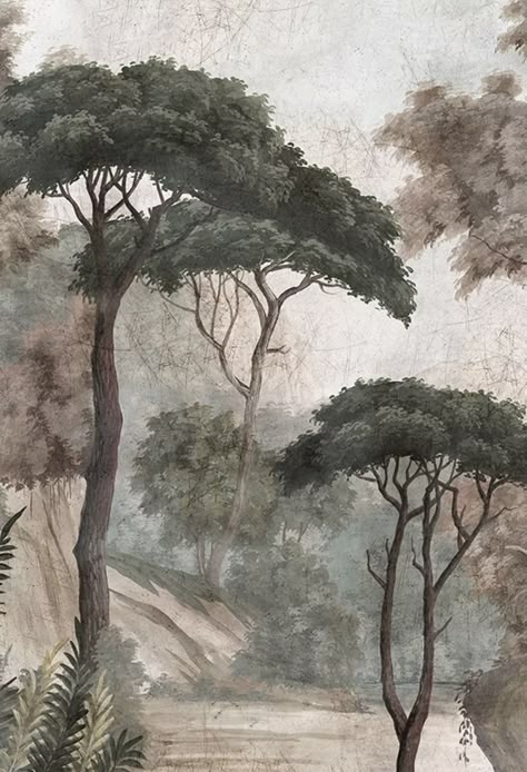 Ananbô Panoramic Wallpaper, Forest Drawing, Sepia Color, Italian Landscape, Desktop Wallpaper Art, Paris Images, Creative Workshop, Custom Decor, Dark Skies