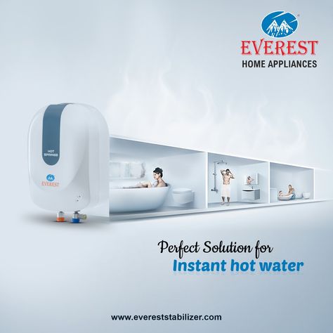 Complete your Hot Shower desire with Everest water heater. Order now and experience fresh and instant hot shower everyday Features: Special Mini Body Design ABS-prevents rusting and corrosion Magnesium Rod https://www.evereststabilizer.com/subcategory.php?cid=6 #everest #water #heater #hotshower #stabilizer #orderonline Shower Everyday, Photo Moodboard, Instant Water Heater, Idea Product, Kitchen Post, Water In The Morning, Social Media Advertising Design, Product Catalogue, Water Boiler