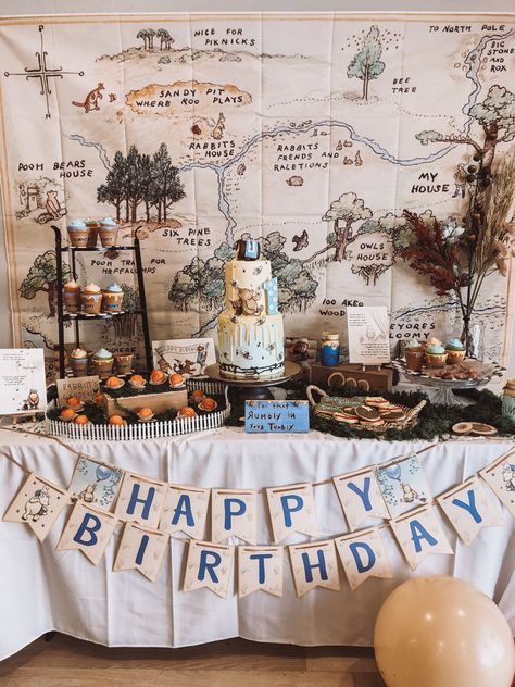 Winnie The Pooh Classic Party, 100 Acre Woods 1st Birthday, Pooh Bear Second Birthday, One Hundred Acre Wood First Birthday, Pooh Bear One Year Old Party, Winter Winnie The Pooh Party, 100 Acre Woods Birthday Party, 100 Acre Woods Party First Birthdays, Vintage Winnie The Pooh Party