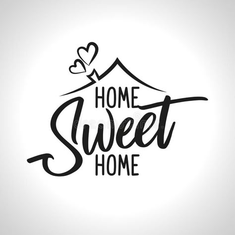 Illustration about Home Sweet Home - Typography poster. Handmade lettering print. Vector vintage illustration with house hood and lovely heart and incense chimney. Illustration of message, inspiration, hood - 127368763 Poster Handmade, Inmobiliaria Ideas, Idee Cricut, Pola Sulam, Cricut Projects Vinyl, 로고 디자인, Typography Poster, Home Sweet Home, Silhouette Design