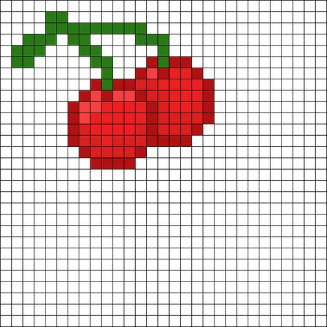 Cherries Perler Bead Pattern / Bead Sprite Cherry Perler Bead Pattern, Lana Del Rey Perler Beads, Cherry Alpha Pattern, Bobble Crochet, Pearl Beads Pattern, Crochet Tutorial Pattern, Pattern Maker, Fun Friday, Kandi Patterns