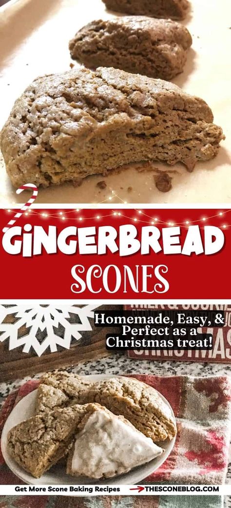 Baked gingerbread scones with warm spices and molasses Gingerbread Scones Recipe, Christmas Scones Recipe, Molasses Scones, Butternut Breakfast, Christmas Scones, Gingerbread Scones, Sweet Scones, Raisin Sauce, Hard Sauce