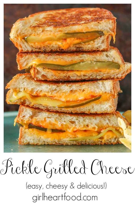 Pickle Grilled Cheese, Cheese And Pickle Sandwich, Onion Grilled Cheese, Best Sandwich Recipes, Gourmet Grilled Cheese, Grill Cheese Sandwich Recipes, Classic Grilled Cheese, Cheese Sandwich Recipes, Grilled Cheese Sandwiches