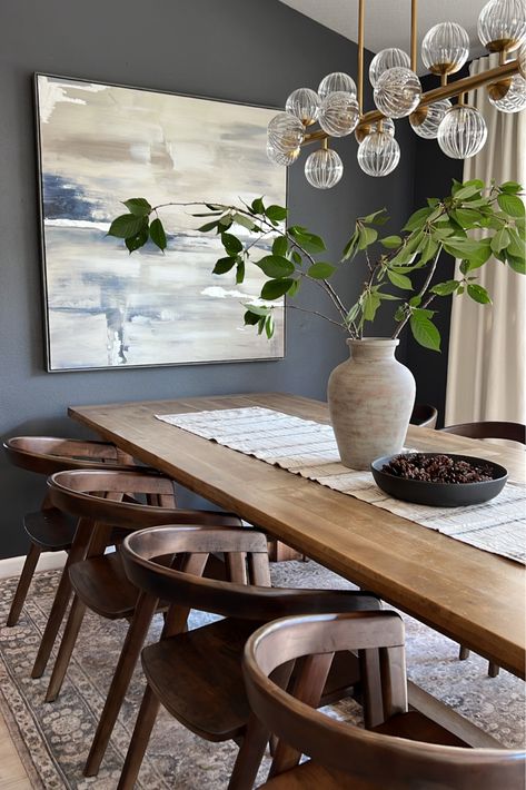 Rectangle Dining Table Decor, Dining Table Decor Modern, Extra Long Dining Table, Dining Table Decor Everyday, Dining Table Decor Centerpiece, Rectangle Dining Room Table, Rectangle Kitchen Table, Dark Wood Dining Table, Brown Dining Room