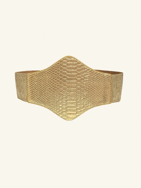 Snakeskin Embossed Corset Belt | SHEIN USA Gold Corset Belt, Demna Balenciaga, Golden Corset, Corset Belts, Basic Spanish, Golden Night, Waist Trainer Corset, Corset Belt, Gold Collar