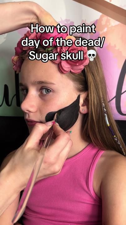 Easy Day Of The Dead Face Paint, Day Of Dead Face Paint, Day Of The Dead Face Painting, Day Of The Dead Makeup Tutorial, Sugar Skull Face Paint Easy, Skull Face Paint Easy, Day Of The Dead Face Paint, Easy Day Of The Dead Makeup, Sugarskulls Makeup