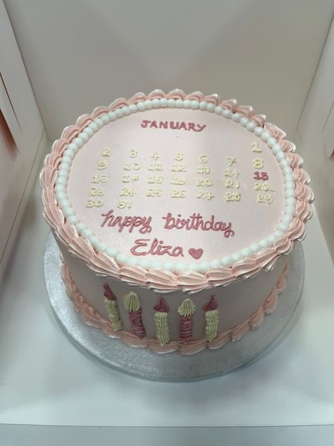 Calander Birthday Cake, Calender Cake Birthday February, Calendar Theme Cake, 18years Birthday Cake, Birthday Cake 22 Years, Date Birthday Cake, Calendar Cake Design, Pink 16th Birthday Cake, January Birthday Cake