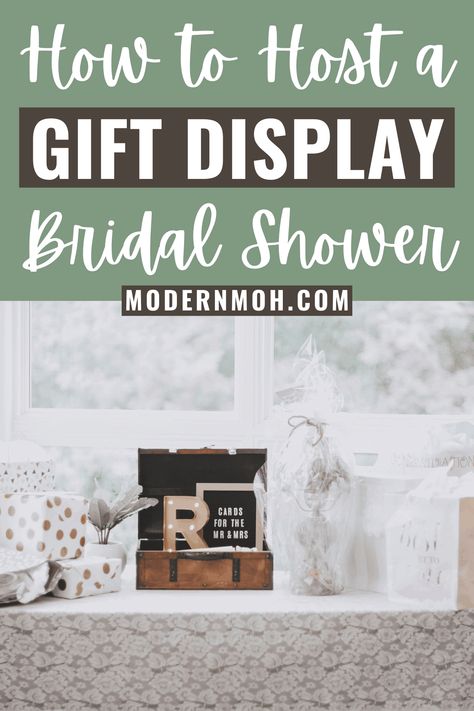 How to Host a Display Bridal Shower Bridal Shower Gift Table Ideas, Bridal Shower Poems, Bridal Shower Display, Bridal Shower Modern, Bridal Shower Themes, Bridal Shower Presents, Shower Modern, Shower Tips, Couple Wedding Shower