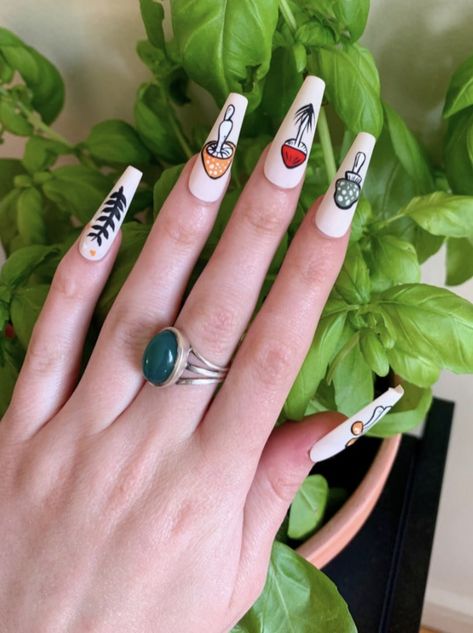 Mushroom Nail Ideas, Mushroom Nails Acrylic, Trippy Mushroom Nails, Shroom Nails, Mushroom Nail Designs, Nail Ideas Designs, Trippy Nails, Cottagecore Nails, Mushroom Nails