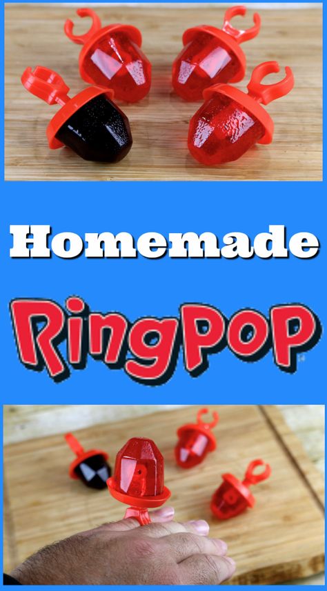 Diy Ring Pop Candy, Ring Pop Diy, Homemade Pop Rocks, Push Pop Candy, Silicone Molds Recipes, Ring Pops, Unicorn Desserts, Retro Desserts, Candy Board