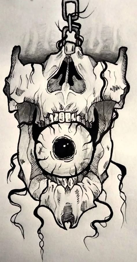 Cryptic Art, Trippy Tattoo Ideas, Creepy Sketches, Trippy Tattoo, Gothic Drawings, Madara Wallpaper, Surreal Tattoo, Skull Art Drawing, Creepy Tattoos