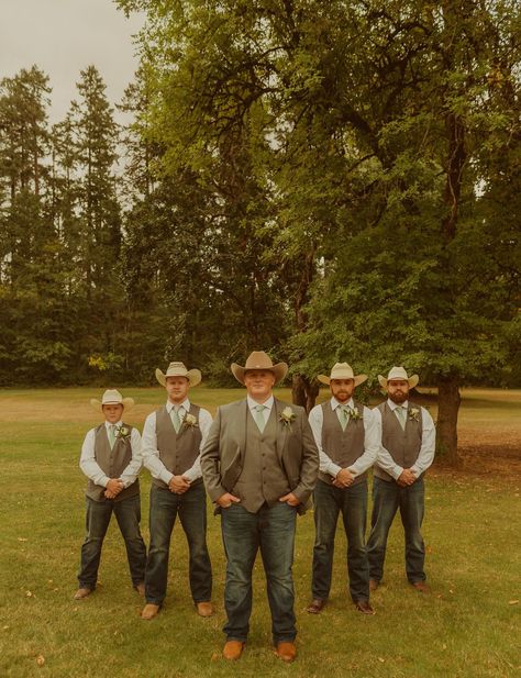 Sage Green Cowboy Wedding, Sage Green Groomsmen Attire Country, Fall Country Groomsmen Attire, Sage Green Wedding Groomsmen Jeans, Corduroy Groomsmen, Groomens Attire Western, Sage Green Wedding Attire Men, Farm Groom Attire, Western Wedding Officiant Outfit