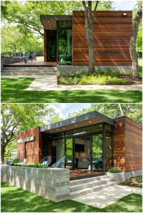 Cantilever Roof Design, Japanese Tiny House, Cabin Backyard, Small Modern Cabin, Minimalist Cabin, Lake Austin, Tiny House Layout, Best Tiny House, Deck Designs Backyard