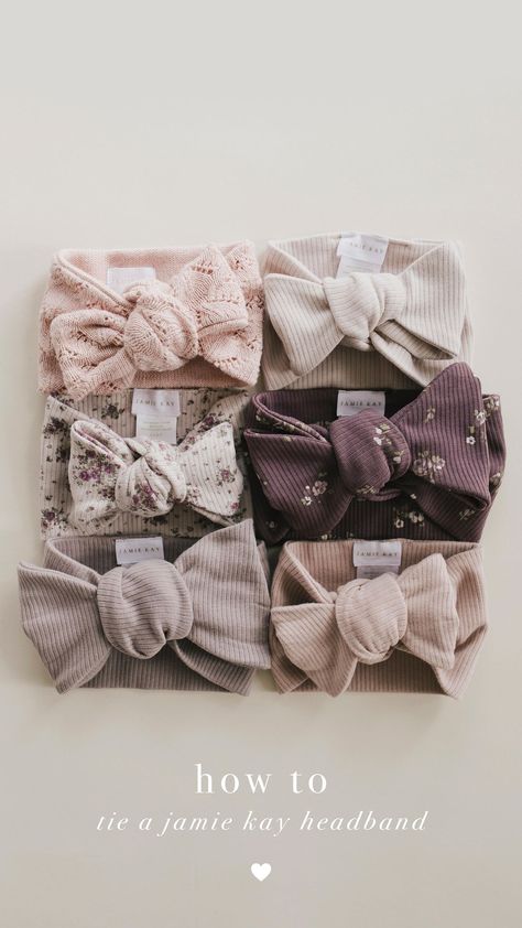 jamiekay on Instagram: Tutorial time - how to tie a Jamie Kay headband 💕 learn how to tie a super cute bow style in no time at all. A special thank you to… How To Make Newborn Bows, How To Tie A Baby Headband, Diy Baby Headbands No Sew, How To Make Bow Tie, No Sew Bows Diy, How To Make Baby Bows Headbands, How To Tie Baby Bow Headband, How To Tie A Hair Bow, How To Make Baby Headbands