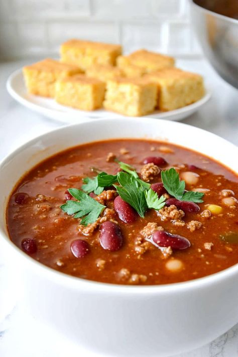 Indulge in a flavorful combination with this tomato soup with chili recipe. Experience the comforting warmth of homemade soup infused with a subtle kick of chili. This hearty dish is perfect for cozy evenings or as a delicious appetizer during gatherings. Elevate your soup game with the bold flavors of tomatoes and aromatic spices blended together in harmony. Treat yourself to a bowl of this savory goodness that will surely satisfy your taste buds and warm your soul. Chili Made With Tomato Soup, Chili Recipe With Tomato Soup, Chili With Tomato Soup, Delicious Tomato Soup, Tomatoe Soup, Best Tomato Soup, Homemade Tomato Soup, Condensed Tomato Soup, Tomato Soup Homemade