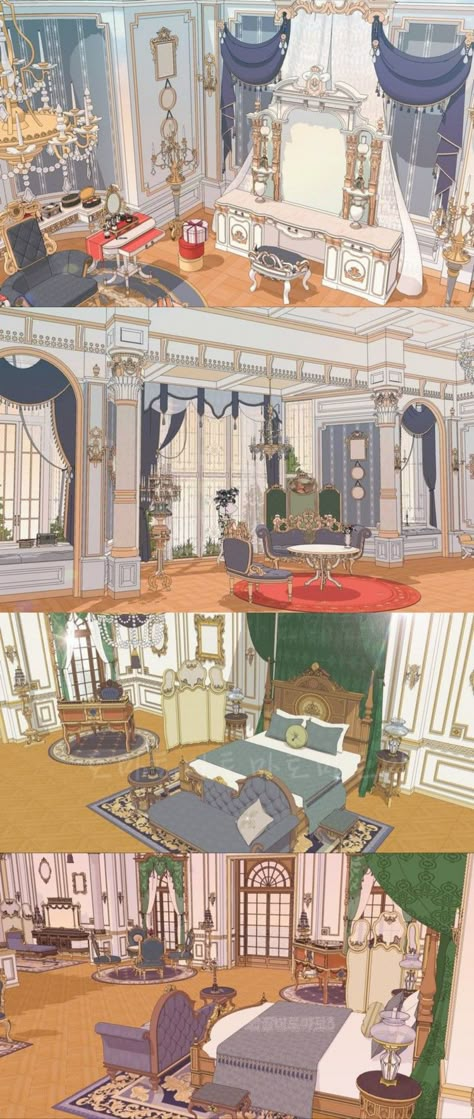 Manhwa Room Background, Manhwa Bedroom Background, Fantasy Castle Layout, Manhwa Bedroom, Castle Rooms Bedrooms, Castle Layout Floor Plans, Castle Interior Concept Art, Royal Room Aesthetic, Palace Layout