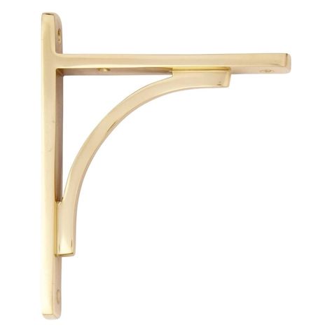 9 Shelf Brackets That Steal the Show Signiture Hardware, Lattice Ideas, Apt Kitchen, Colonial Remodel, Glass Shelf Supports, Brass Shelf Brackets, Brass Shelf, Villa Ideas, Vancouver House