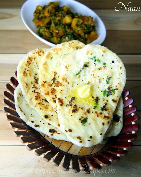 Naan - Tandoori Naan - Butter naan - Garlic naan | Simple Indian Recipes Naan Breakfast, Tandoori Naan, Tandoori Oven, Simple Indian Recipes, Butter Naan, Indian Flatbread, Crispy Recipes, Indian Flat Bread, Make Butter