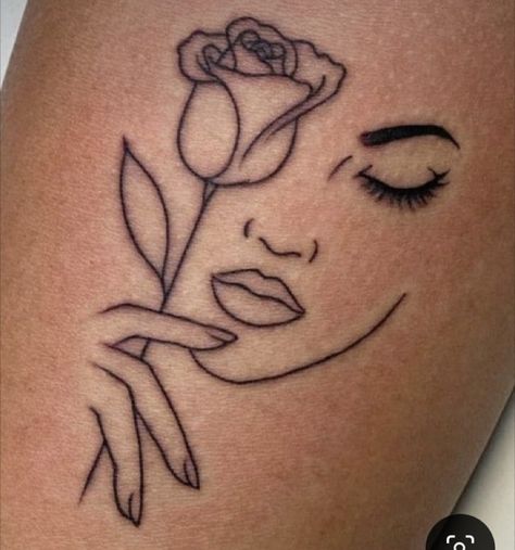 Half And Half Face Tattoo, Half Face Tattoo Ideas For Women, Tattoes Idea For Black Women, Women Tattoos On Arm, Line Art Tattoos Woman Self Love, Simple Tats For Women, Top Of The Arm Tattoo For Women, Woman Tattoo Ideas Arm, Half Woman Face Tattoo