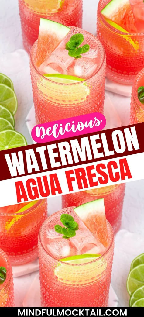 Watermelon Mocktail, Fresca Drinks, Tajin Seasoning, Watermelon Agua Fresca, Summer Coffee Drinks, Healthy Summer Drinks, Agua Fresca Recipe, Watermelon Recipe, Fun Summer Drinks