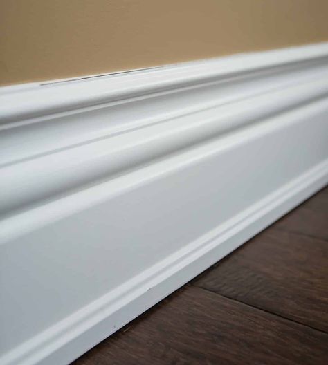 Traditional vs. Modern Baseboard Trim Styles - Riverside Millwork Group Traditional Style Baseboards, Simple Moulding And Trim, Contemporary Trim Ideas, Shoe Trim Molding, Step Bevel Baseboard, Floor Moulding Ideas, Extend Baseboards, House Baseboard Ideas, Baseboard Shoe Molding Ideas