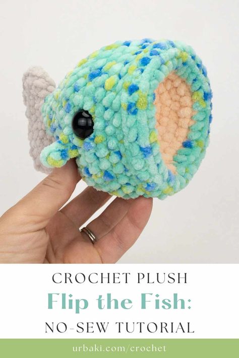 Flip Fish Crochet, Flip The Fish Crochet Pattern, Crochet Projects No Sew, Crochet Flip Octopus Free Pattern, Crochet No Sew Free Pattern, Crochet Flat Animals, Easy No Sew Crochet Amigurumi, No Sew Crochet Plushies, Crochet Squishy Pattern Free