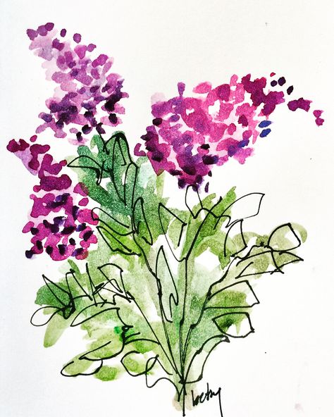 Watercolour With Pen Outline, Watercolour And Pen Flowers, Ink And Watercolor Art Flowers, Pen Over Watercolor, Watercolor And Pen Flowers, Watercolour And Ink Art, Pen And Watercolor Flowers, Ink And Wash Watercolors, Pen And Ink Drawings With Watercolor