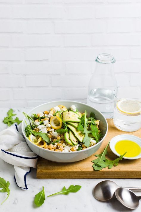 Salad With Zucchini, Salad With Feta, Zucchini Salad, Dessert Photography, Work Meals, Grilled Zucchini, Feta Salad, Food Concept, Idee Pasto Sano