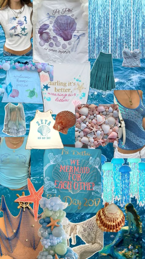 Mermaid Bid Day, Sorority Recruitment Themes, Recruitment Themes, Spring Recruitment, Sorority Pr, Recruitment Ideas, Sorority Events, Sorority Bid Day, Bid Day Themes